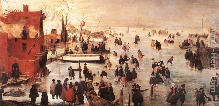 Ice Landscape painting - Hendrick Avercamp Ice Landscape art painting